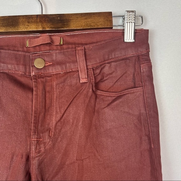 J Brand Full Length Maria Burgundy Red Coated Merlot Skinny Jeggings 27 - Picture 4 of 4